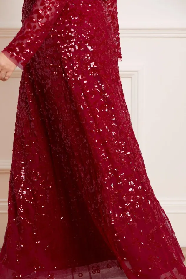 Aurelia Long Sleeve Gown Red Women Needle and Thread Dresses