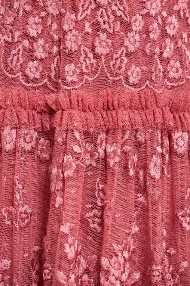 Autumn Lace Ankle Gown Pink Women Needle and Thread Dresses