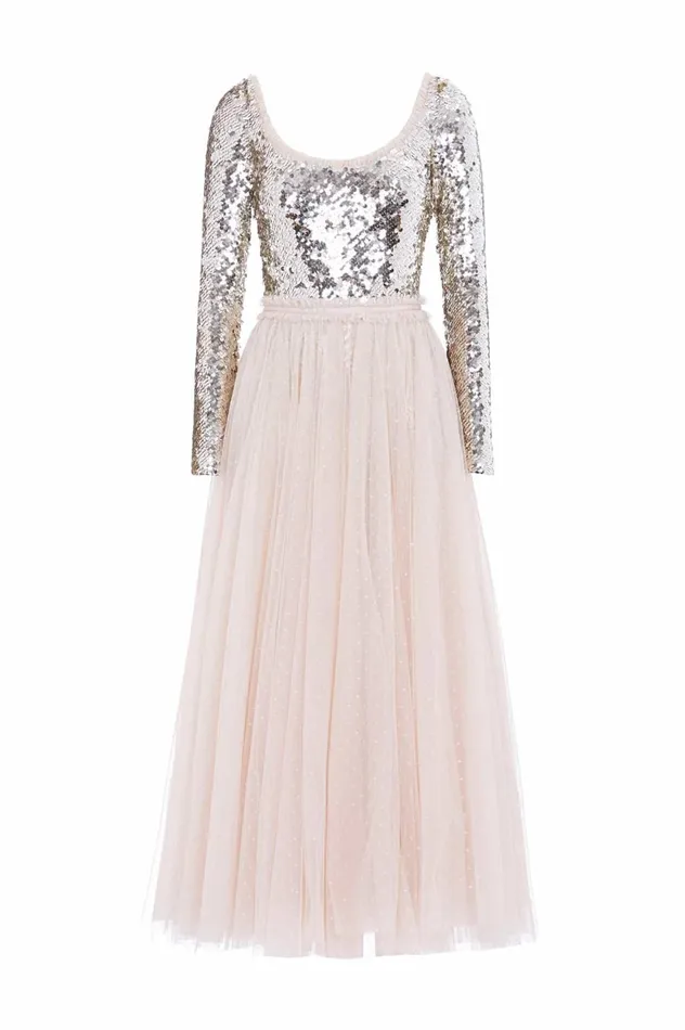 Ballet Sequin Bodysuit Ankle Gown Beige Women Needle and Thread Dresses