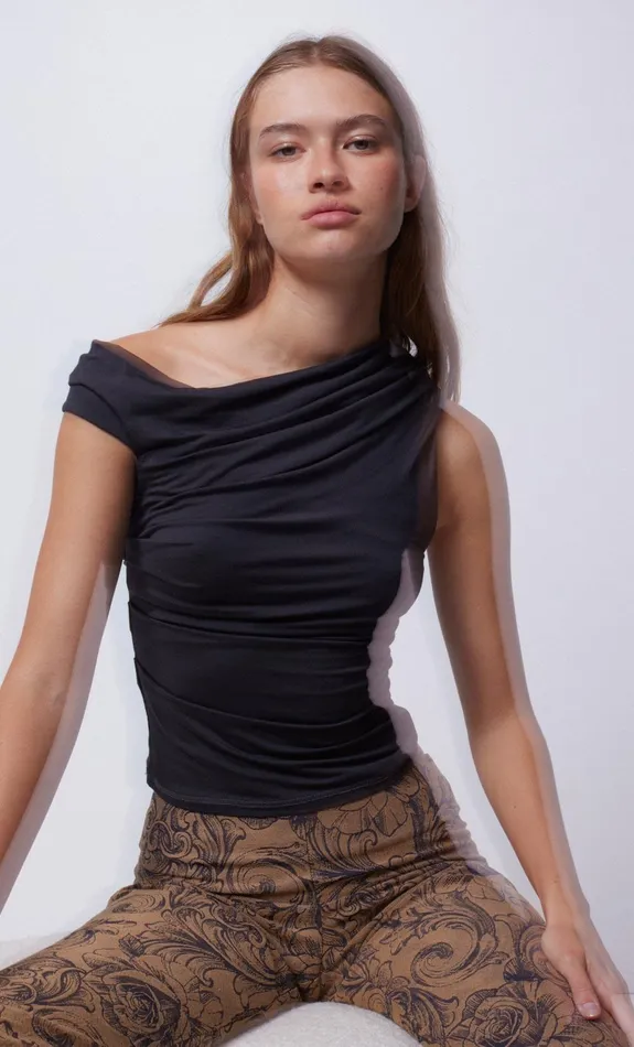 Bec Bridge Cropped Women SERENE TOP 8211 CHARCOAL
