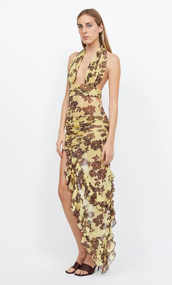 Bec Bridge Maxi Dresses Women MALIBU BAY HALTER DRESS 8211 CITRUS PLUM FLORAL