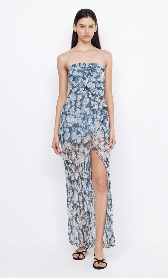 Bec Bridge Maxi Dresses Women OPAL STRAPLESS MAXI DRESS 8211 DENIM FLORAL