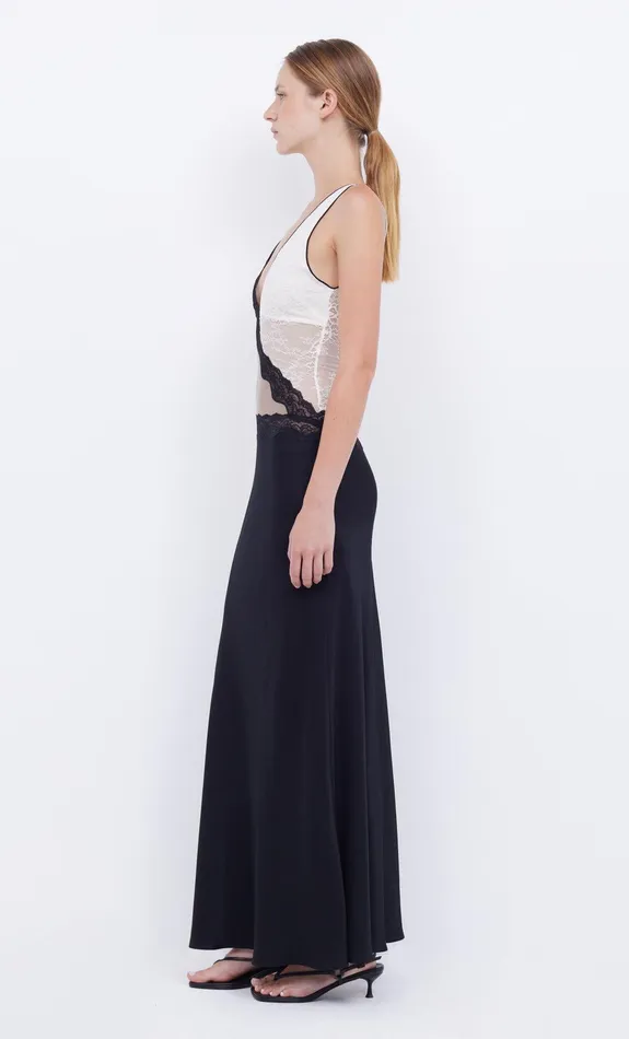 Bec Bridge Prom Dresses Women ABRIELLE LACE MAXI DRESS 8211 BLACKTAUPEIVORY