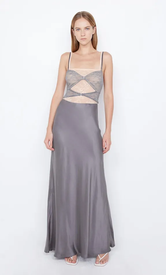 Bec Bridge Wedding Guest Women AMORAS CUT OUT DRESS 8211 GREYPEACH