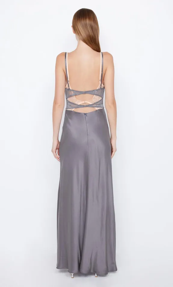 Bec Bridge Wedding Guest Women AMORAS CUT OUT DRESS 8211 GREYPEACH