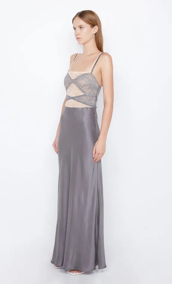 Bec Bridge Wedding Guest Women AMORAS CUT OUT DRESS 8211 GREYPEACH
