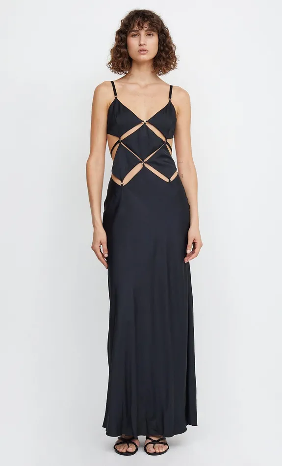 Bec Bridge Wedding Guest Women DIAMOND DAYS STRAP MAXI DRESS 8211 BLACK
