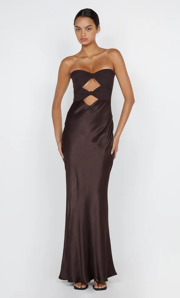 Bec Bridge Wedding Guest Women HALLE STRAPLESS DRESS 8211 CHOCOLATE