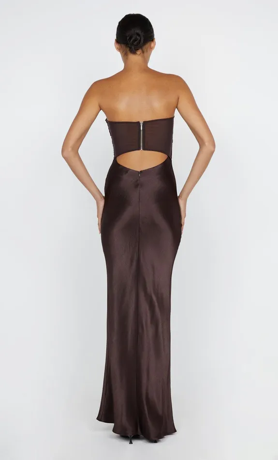 Bec Bridge Wedding Guest Women HALLE STRAPLESS DRESS 8211 CHOCOLATE
