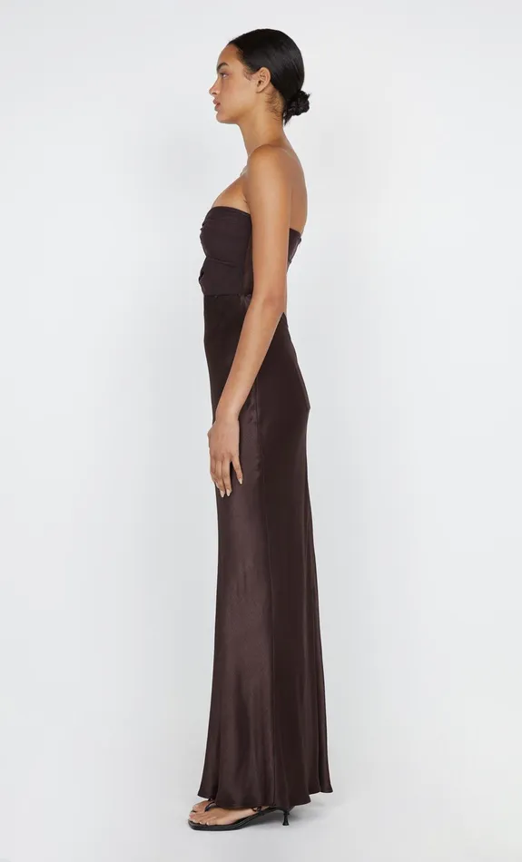 Bec Bridge Wedding Guest Women HALLE STRAPLESS DRESS 8211 CHOCOLATE