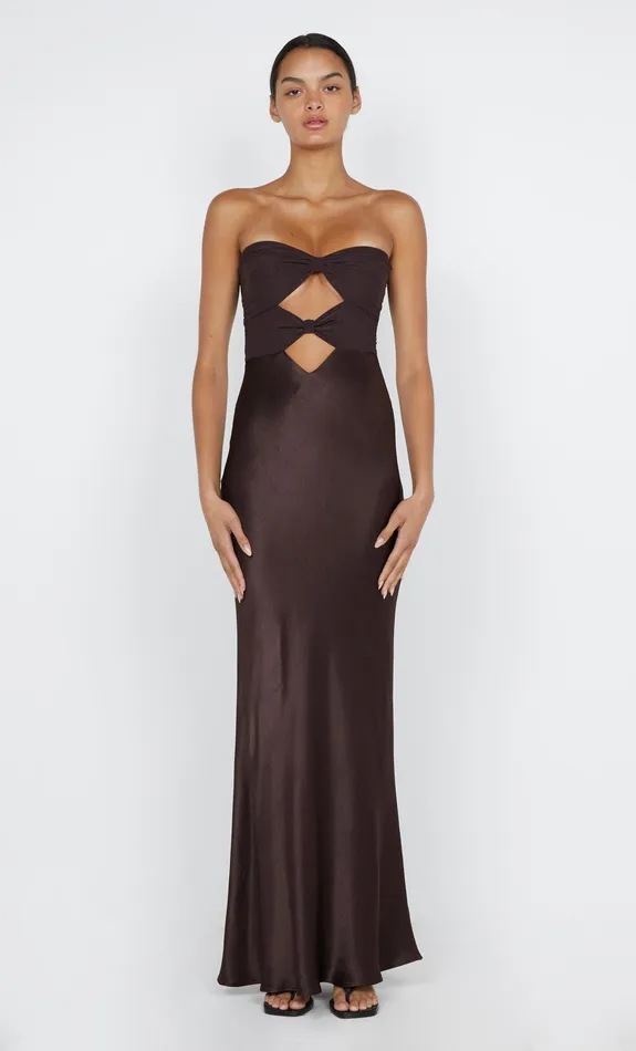 Bec Bridge Wedding Guest Women HALLE STRAPLESS DRESS 8211 CHOCOLATE