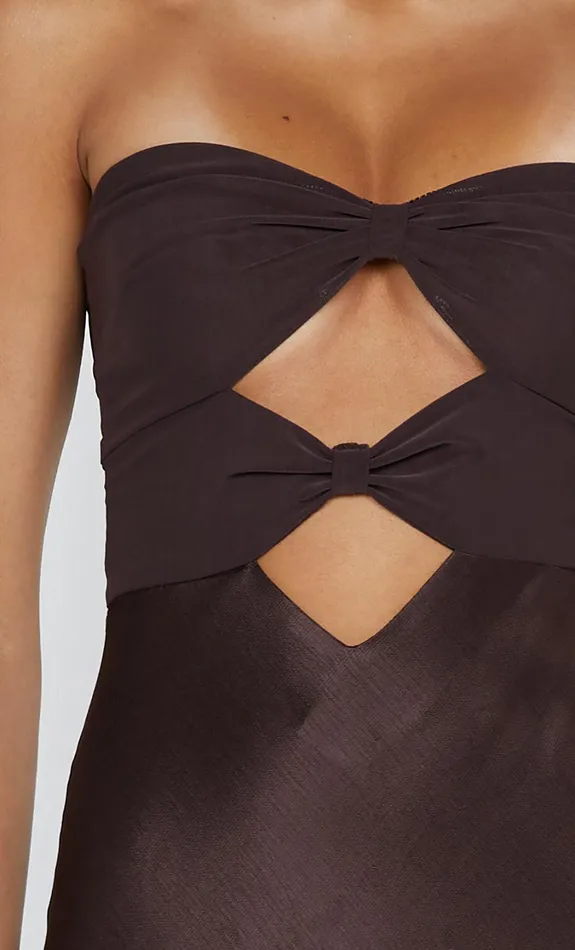 Bec Bridge Wedding Guest Women HALLE STRAPLESS DRESS 8211 CHOCOLATE
