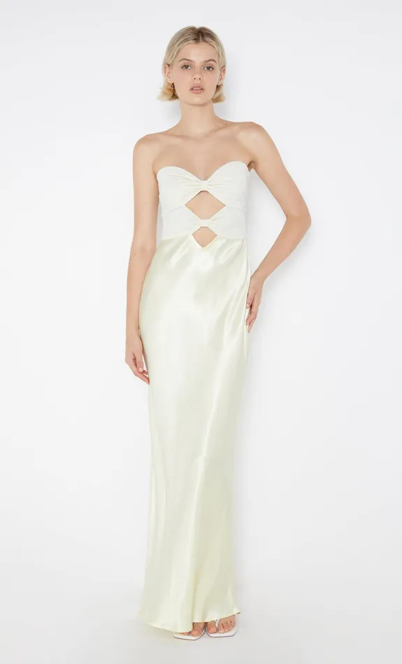 Bec Bridge Wedding Guest Women HALLE STRAPLESS DRESS 8211 ICE YELLOW
