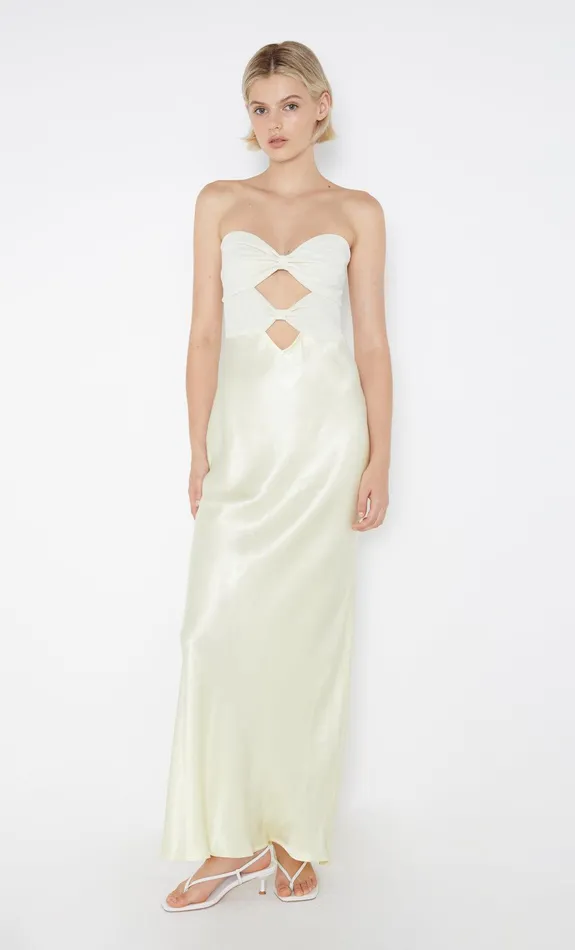 Bec Bridge Wedding Guest Women HALLE STRAPLESS DRESS 8211 ICE YELLOW
