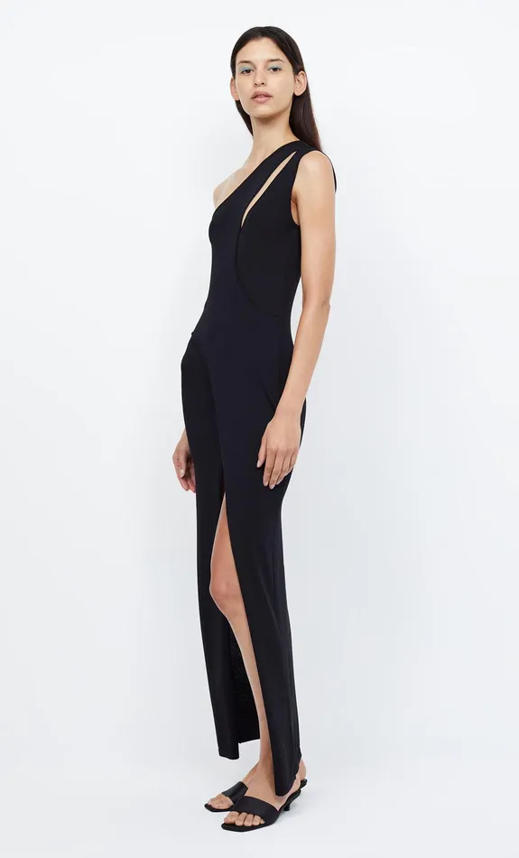 Bec Bridge Wedding Guest Women MIRA ASYM KNIT MAXI DRESS 8211 BLACK