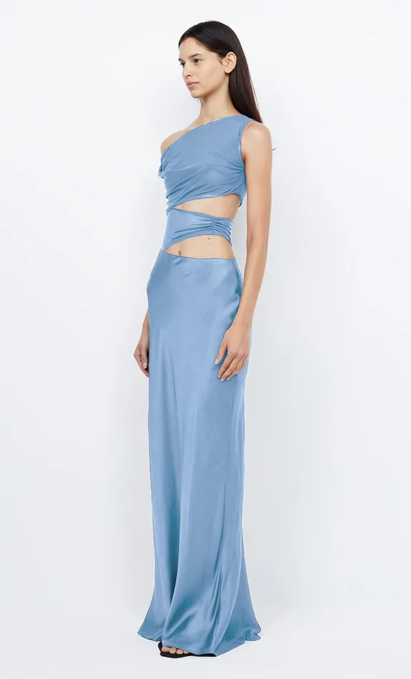 Bec Bridge Wedding Guest Women WHORL ASYM DRESS 8211 MERIDIAN BLUE
