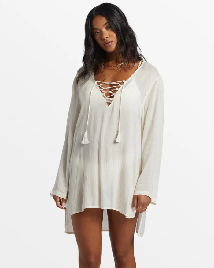 Billabong Dresses Blue Skies Beach CoverUp Salt Crystal 8211 Women