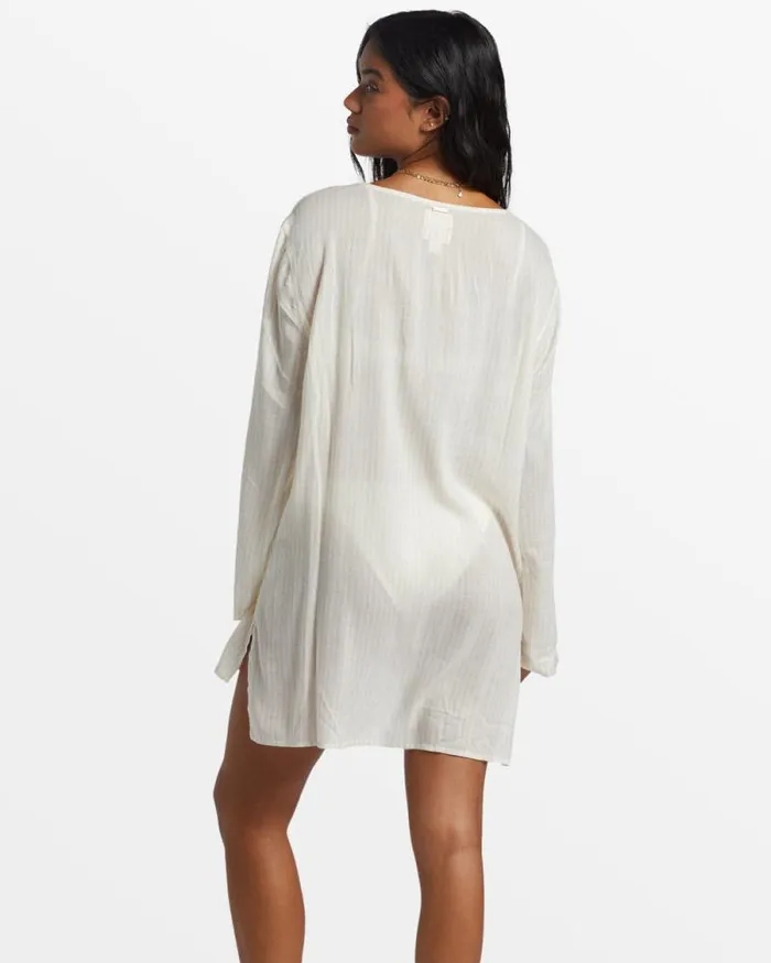 Billabong Dresses Blue Skies Beach CoverUp Salt Crystal 8211 Women Billabong Dresses Blue Skies Beach CoverUp Salt Crystal 8211 Women