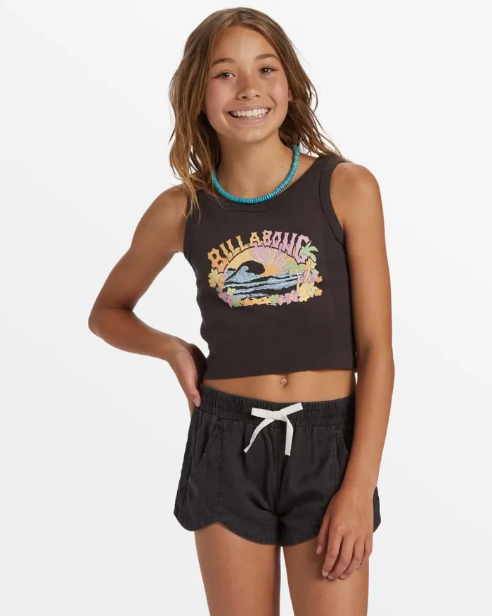 Billabong Girls039 Bottoms Girls Mad For You Elastic Waist Shorts Off Black 8211 Women