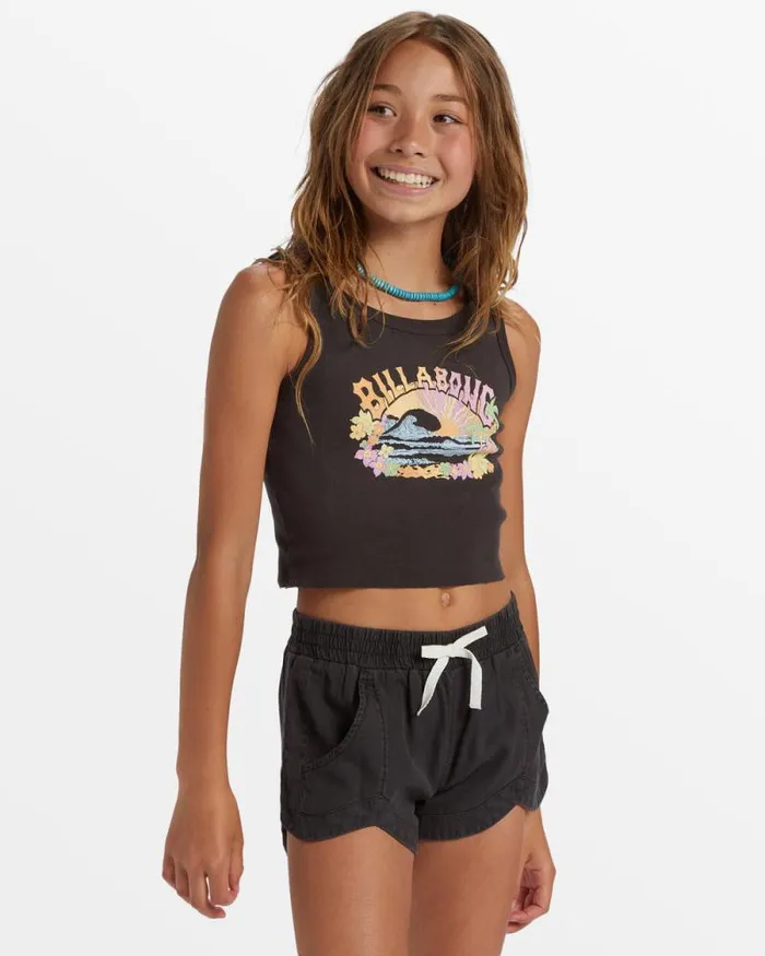 Billabong Girls039 Bottoms Girls Mad For You Elastic Waist Shorts Off Black 8211 Women