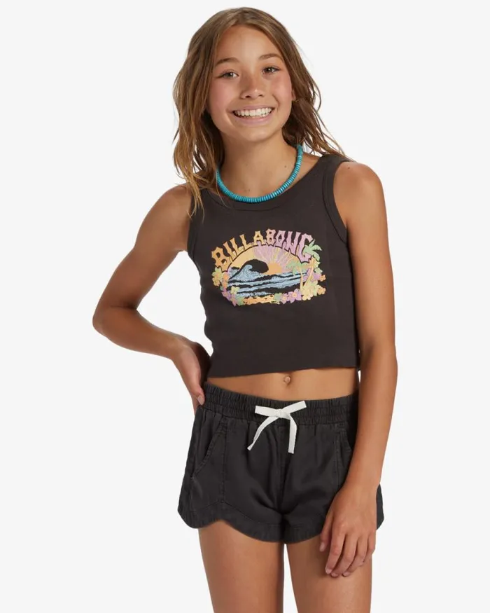 Billabong Girls039 Bottoms Girls Mad For You Elastic Waist Shorts Off Black 8211 Women