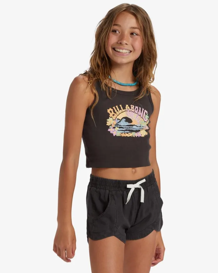 Billabong Girls039 Bottoms Girls Mad For You Elastic Waist Shorts Off Black 8211 Women