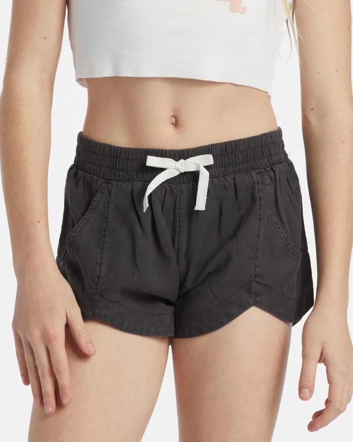 Billabong Girls039 Bottoms Girls Mad For You Elastic Waist Shorts Off Black 8211 Women