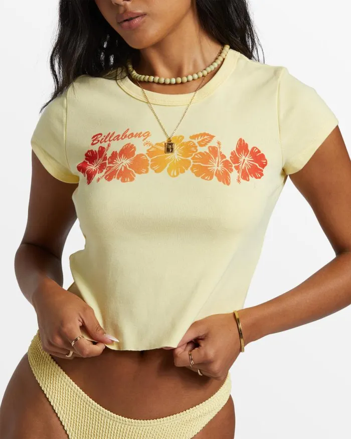 Billabong Graphic Tees and Tanks Summer Babe Shrunken TShirt Mellow Yellow 8211 Women