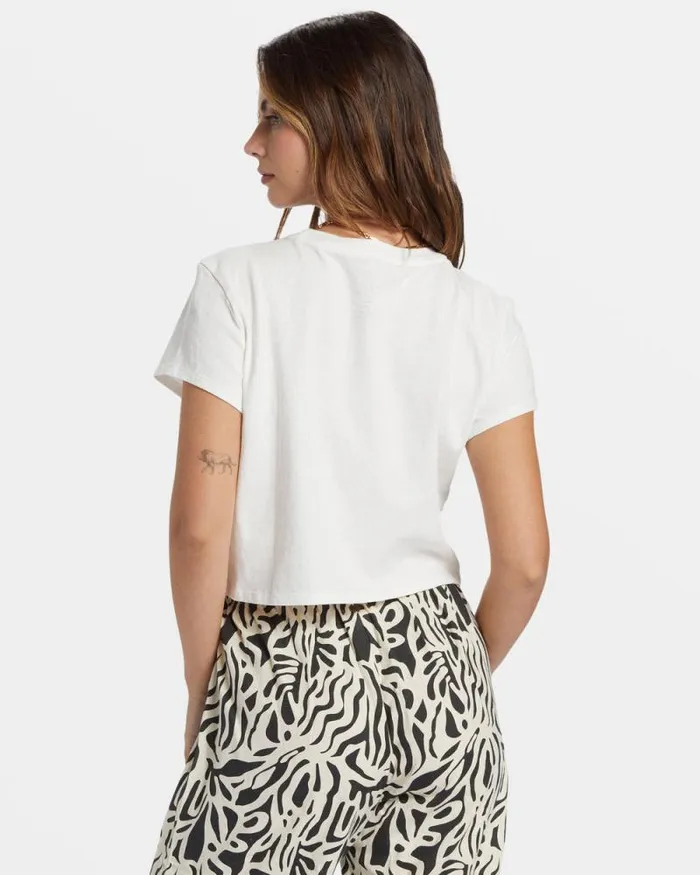 Billabong Graphic Tees and Tanks Sun Triangle Cropped TShirt Salt Crystal 8211 Women Billabong Graphic Tees and Tanks Sun Triangle Cropped TShirt Salt Crystal 8211 Women