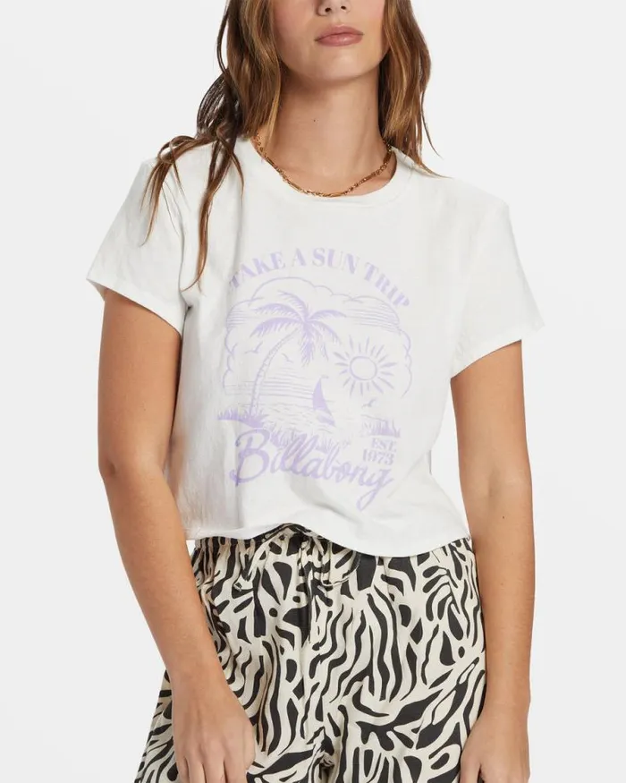 Billabong Graphic Tees and Tanks Sun Triangle Cropped TShirt Salt Crystal 8211 Women Billabong Graphic Tees and Tanks Sun Triangle Cropped TShirt Salt Crystal 8211 Women