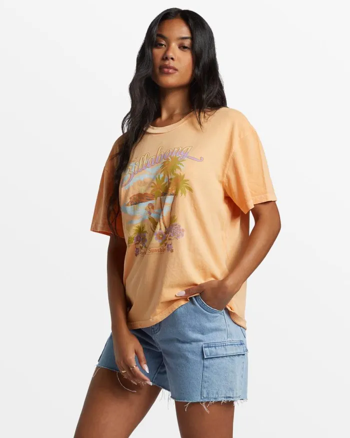 Billabong Graphic Tees and Tanks Wish You Were Here Oversized TShirt Tangy Peach 8211 Women Billabong Graphic Tees and Tanks Wish You Were Here Oversized TShirt Tangy Peach 8211 Women