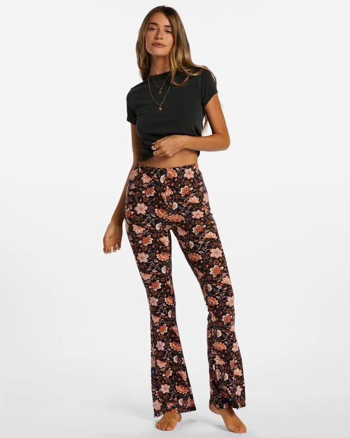Billabong Jeans and Pants Sundown HighWaisted Flared Pants Black Pebble 8211 Women