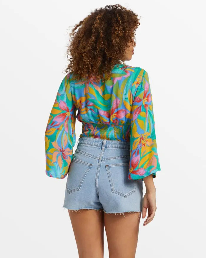 Billabong Matching Sets Summer Heat Bell Sleeve Crop Top Marina 8211 Women Billabong Matching Sets Summer Heat Bell Sleeve Crop Top Marina 8211 Women