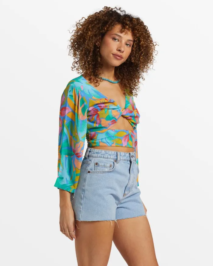 Billabong Matching Sets Summer Heat Bell Sleeve Crop Top Marina 8211 Women Billabong Matching Sets Summer Heat Bell Sleeve Crop Top Marina 8211 Women