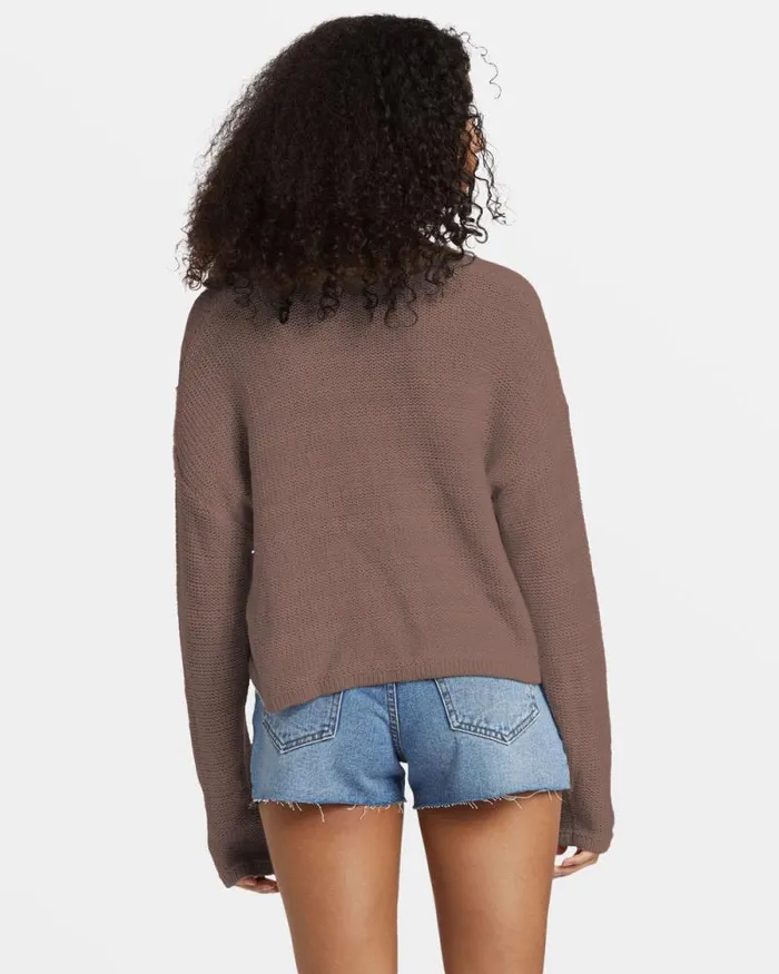 Billabong Sweaters Shallow Waters Henley Sweater Kona 8211 Women Billabong Sweaters Shallow Waters Henley Sweater Kona 8211 Women