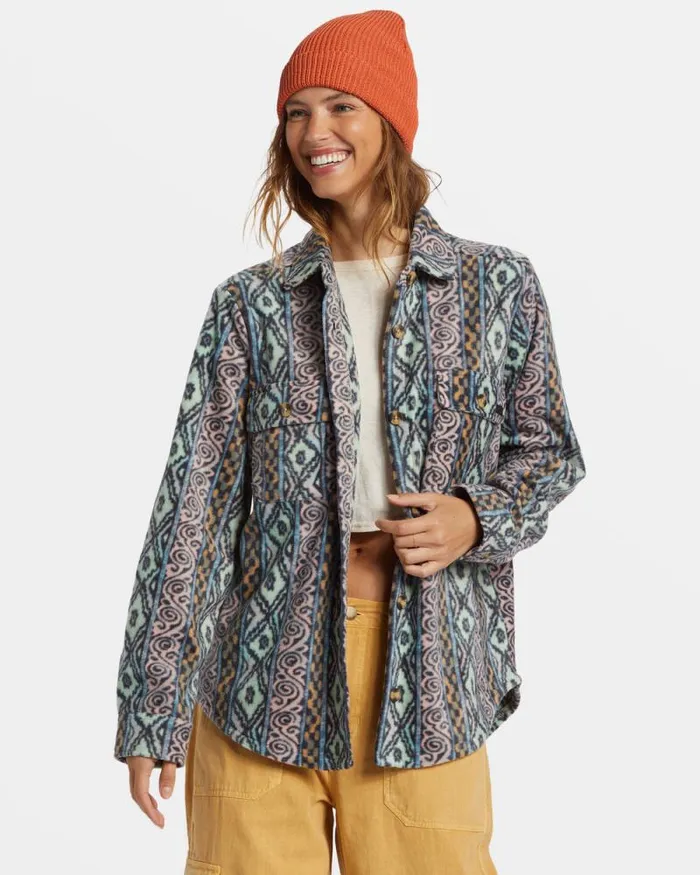 Billabong Sweatshirts and Fleece Forge Fleece Flannel Jacket Dusty Peach 8211 Women