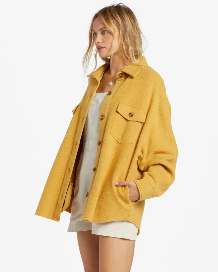 Billabong Tops Anytime Shacket Oversized ButtonThrough Jacket Wild Honey 8211 Women