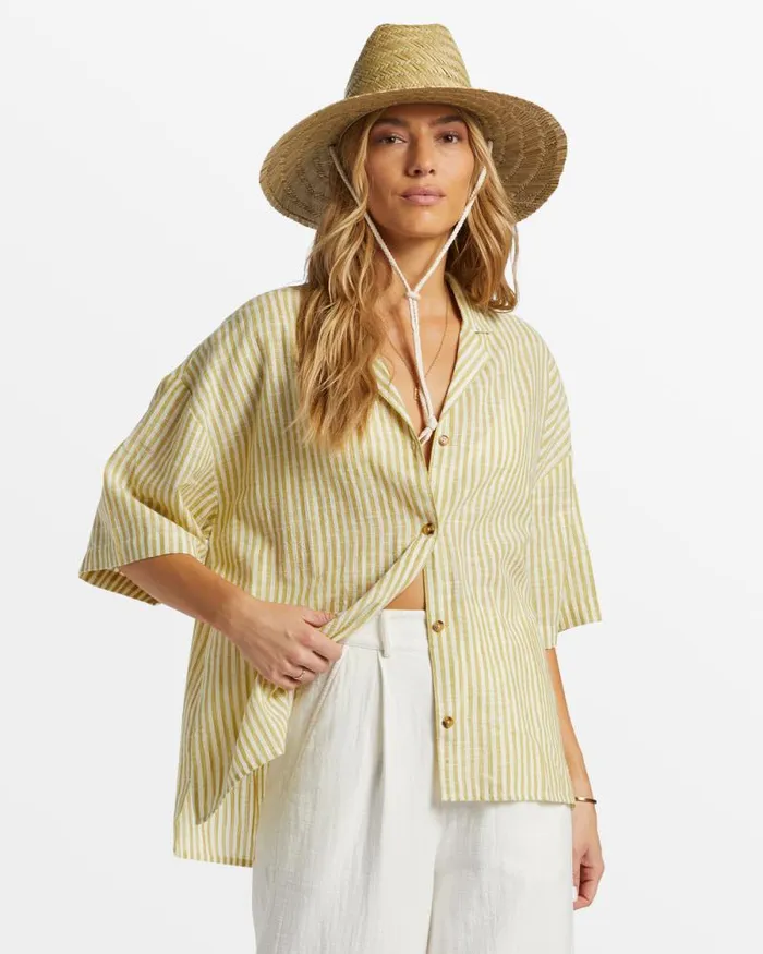 Billabong Tops Beach Side Oversized Short Sleeve Shirt Moss Joy 8211 Women