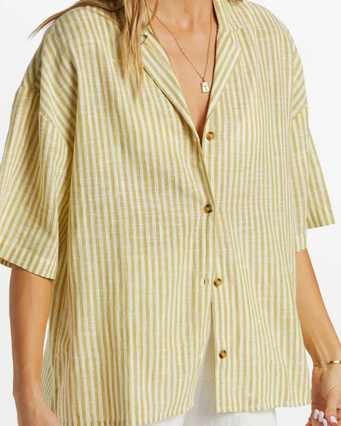 Billabong Tops Beach Side Oversized Short Sleeve Shirt Moss Joy 8211 Women