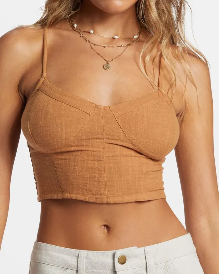 Billabong Tops By The Sea Crop Top Sandalwood 8211 Women Billabong Tops By The Sea Crop Top Sandalwood 8211 Women