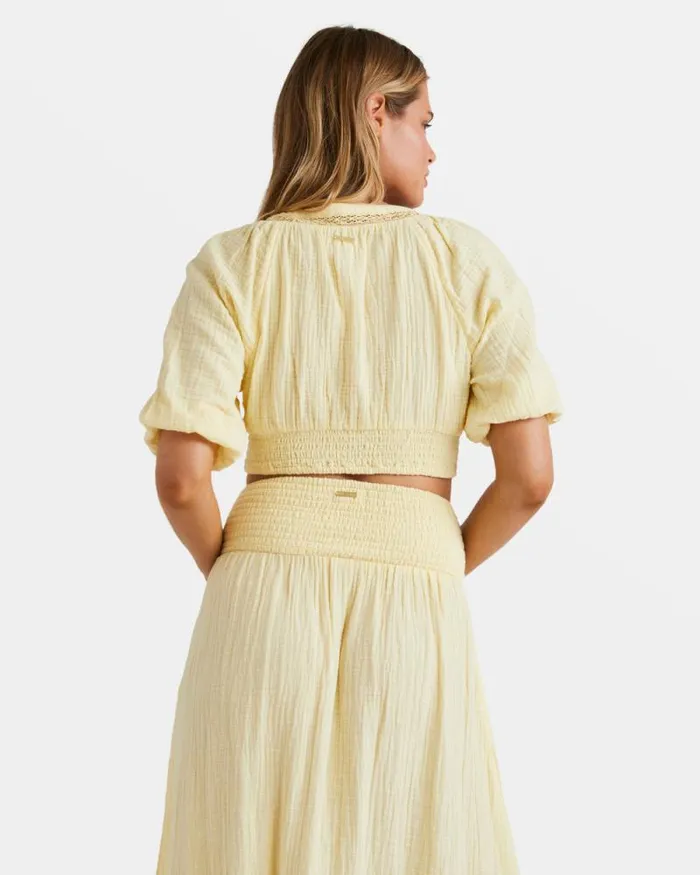 Billabong Tops In The Palms Crop Top Retro Yellow 8211 Women Billabong Tops In The Palms Crop Top Retro Yellow 8211 Women