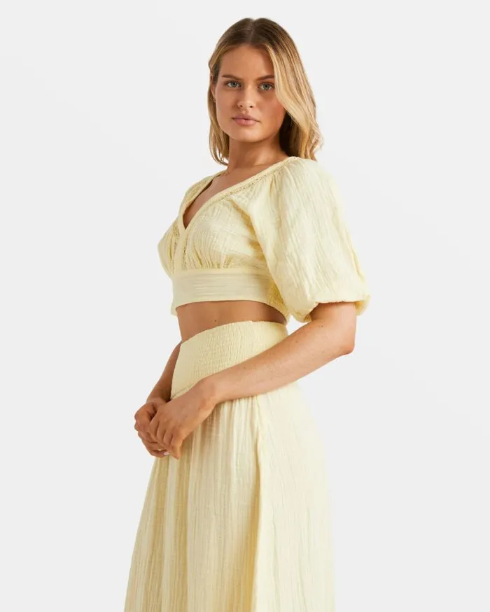 Billabong Tops In The Palms Crop Top Retro Yellow 8211 Women Billabong Tops In The Palms Crop Top Retro Yellow 8211 Women
