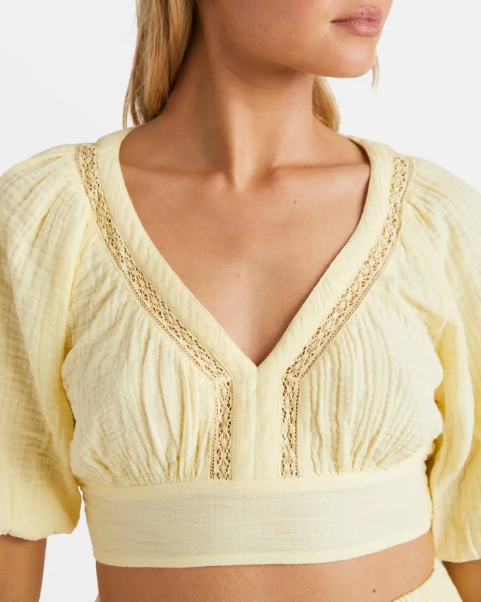 Billabong Tops In The Palms Crop Top Retro Yellow 8211 Women Billabong Tops In The Palms Crop Top Retro Yellow 8211 Women