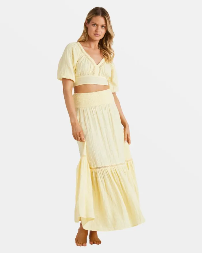 Billabong Tops In The Palms Crop Top Retro Yellow 8211 Women Billabong Tops In The Palms Crop Top Retro Yellow 8211 Women