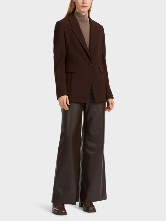 Blazer Damen Marc Cain Figurnaher Blazer Mit Rckenschlitz Dark Wood