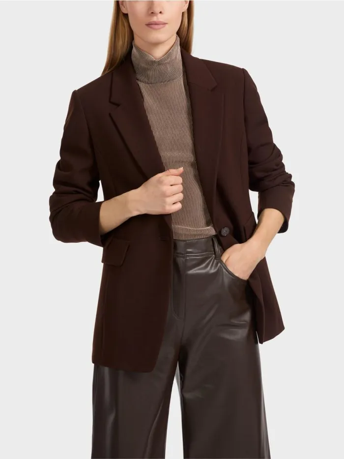 Blazer Damen Marc Cain Figurnaher Blazer Mit Rckenschlitz Dark Wood