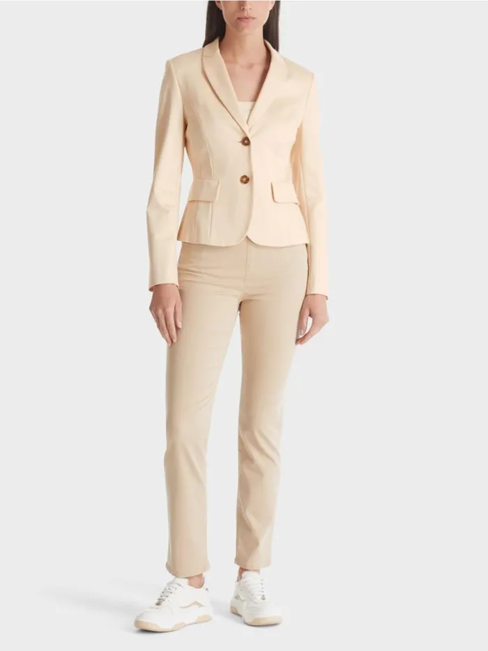 Blazer Damen Marc Cain Taillierter Blazer Mit Schmalem Revers Dark Cream