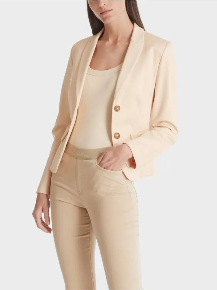 Blazer Damen Marc Cain Taillierter Blazer Mit Schmalem Revers Dark Cream
