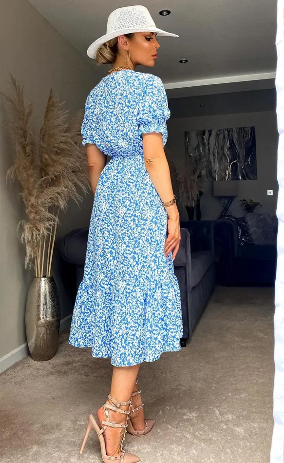 Blue Parneet Wrap Slit Midi Dress Women Missfiga Wrap Dresses Blue Parneet Wrap Slit Midi Dress Women Missfiga Wrap Dresses