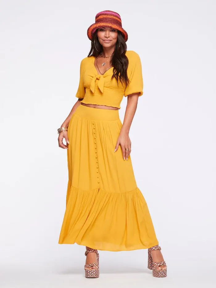 Bottoms Clothing Jessica Simpson Kelsie Skirt In Golden Rod